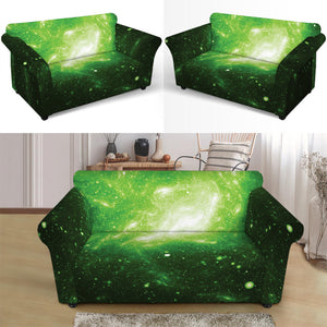 Green Sparkle Galaxy Print Loveseat Slipcover