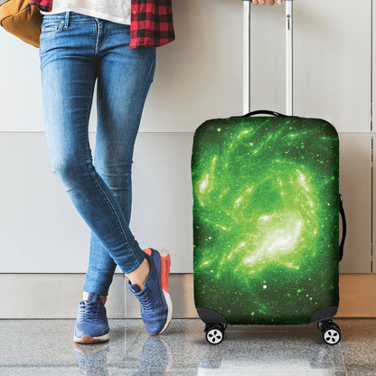 Green Sparkle Galaxy Print Luggage Cover