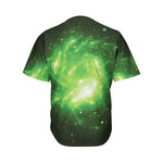Green Sparkle Galaxy Print Men's Baseball Jersey