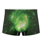 Green Sparkle Galaxy Print Men's Boxer Briefs