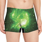 Green Sparkle Galaxy Print Men's Boxer Briefs