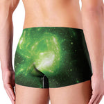 Green Sparkle Galaxy Print Men's Boxer Briefs