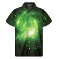 Green Sparkle Galaxy Print Men's Short Sleeve Shirt