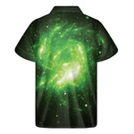 Green Sparkle Galaxy Print Men's Short Sleeve Shirt