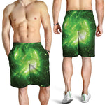 Green Sparkle Galaxy Print Men's Shorts