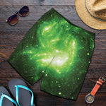 Green Sparkle Galaxy Print Men's Shorts
