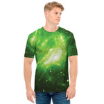 Green Sparkle Galaxy Print Men's T-Shirt