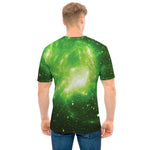 Green Sparkle Galaxy Print Men's T-Shirt