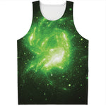 Green Sparkle Galaxy Print Men's Tank Top