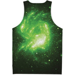 Green Sparkle Galaxy Print Men's Tank Top
