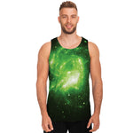 Green Sparkle Galaxy Print Men's Tank Top
