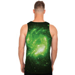 Green Sparkle Galaxy Print Men's Tank Top