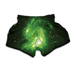 Green Sparkle Galaxy Print Muay Thai Boxing Shorts