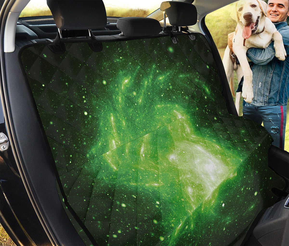 Green Sparkle Galaxy Print Pet Car Back Seat Cover