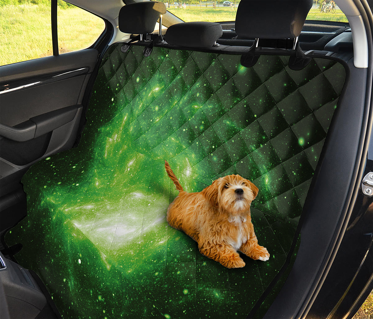 Green Sparkle Galaxy Print Pet Car Back Seat Cover