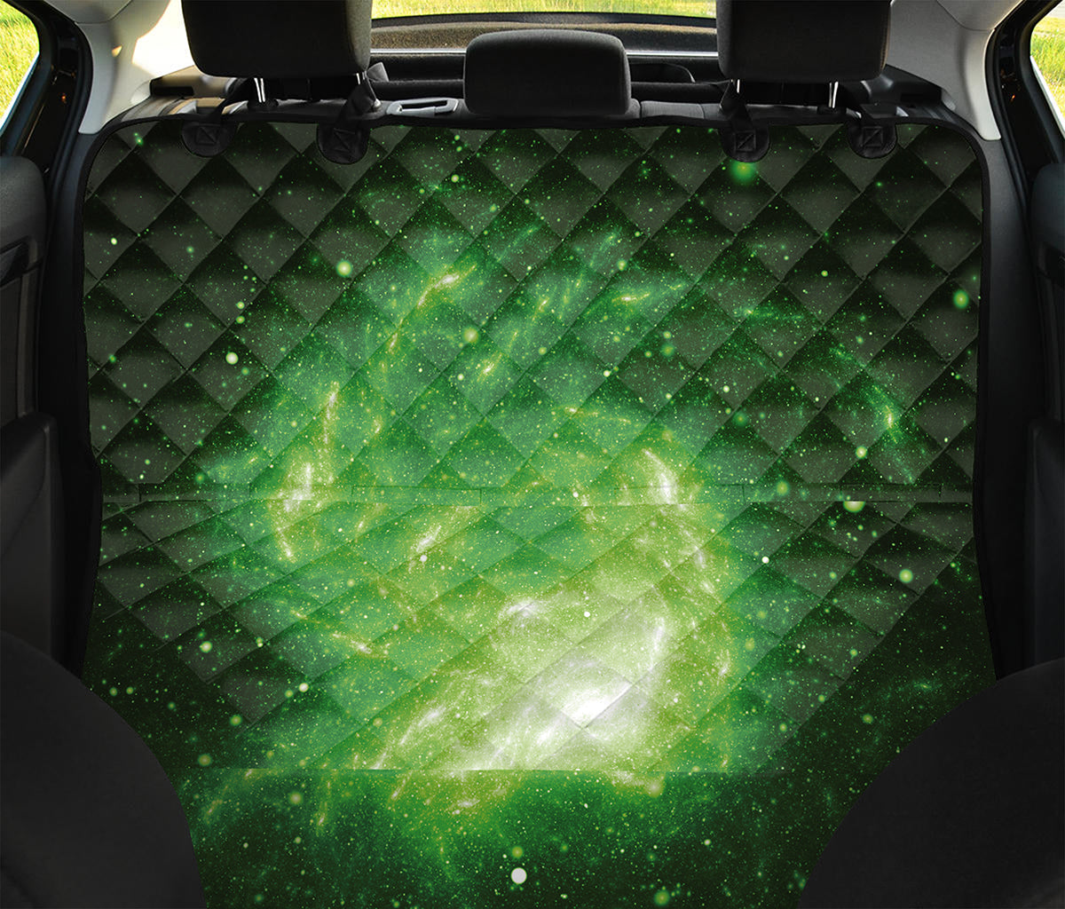 Green Sparkle Galaxy Print Pet Car Back Seat Cover