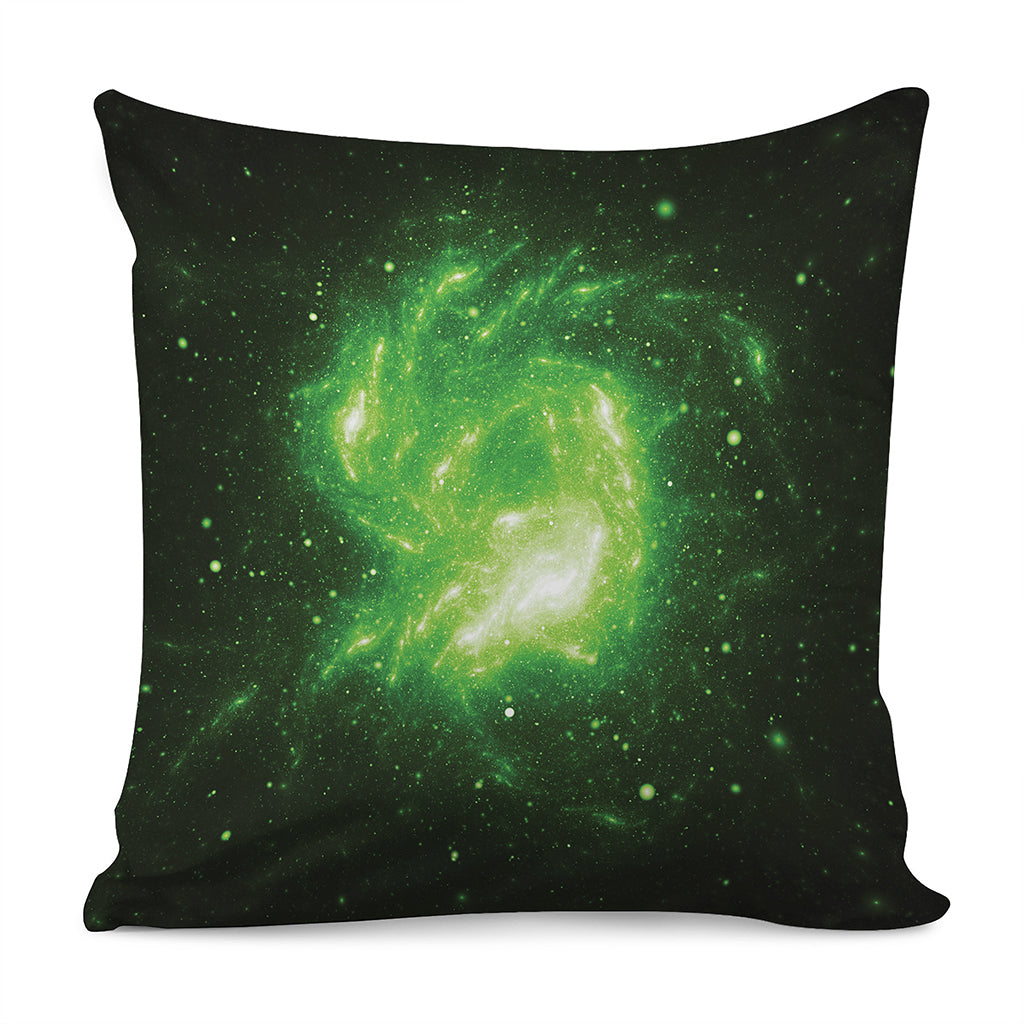 Green Sparkle Galaxy Print Pillow Cover
