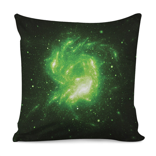 Green Sparkle Galaxy Print Pillow Cover