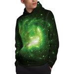 Green Sparkle Galaxy Print Pullover Hoodie