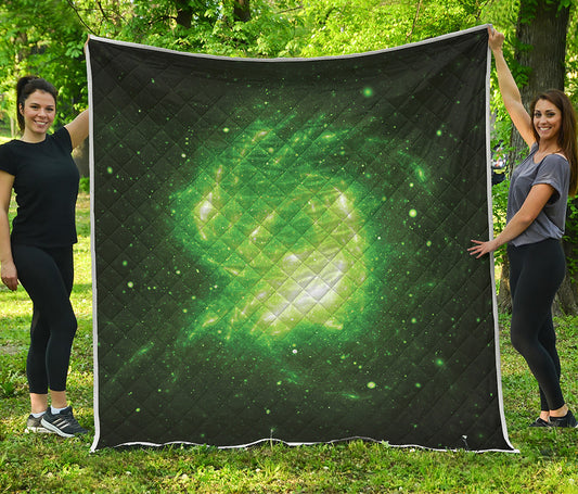 Green Sparkle Galaxy Print Quilt