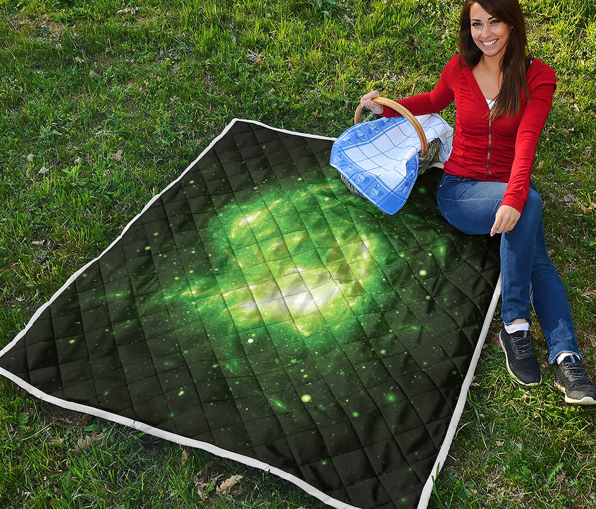 Green Sparkle Galaxy Print Quilt
