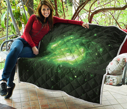 Green Sparkle Galaxy Print Quilt