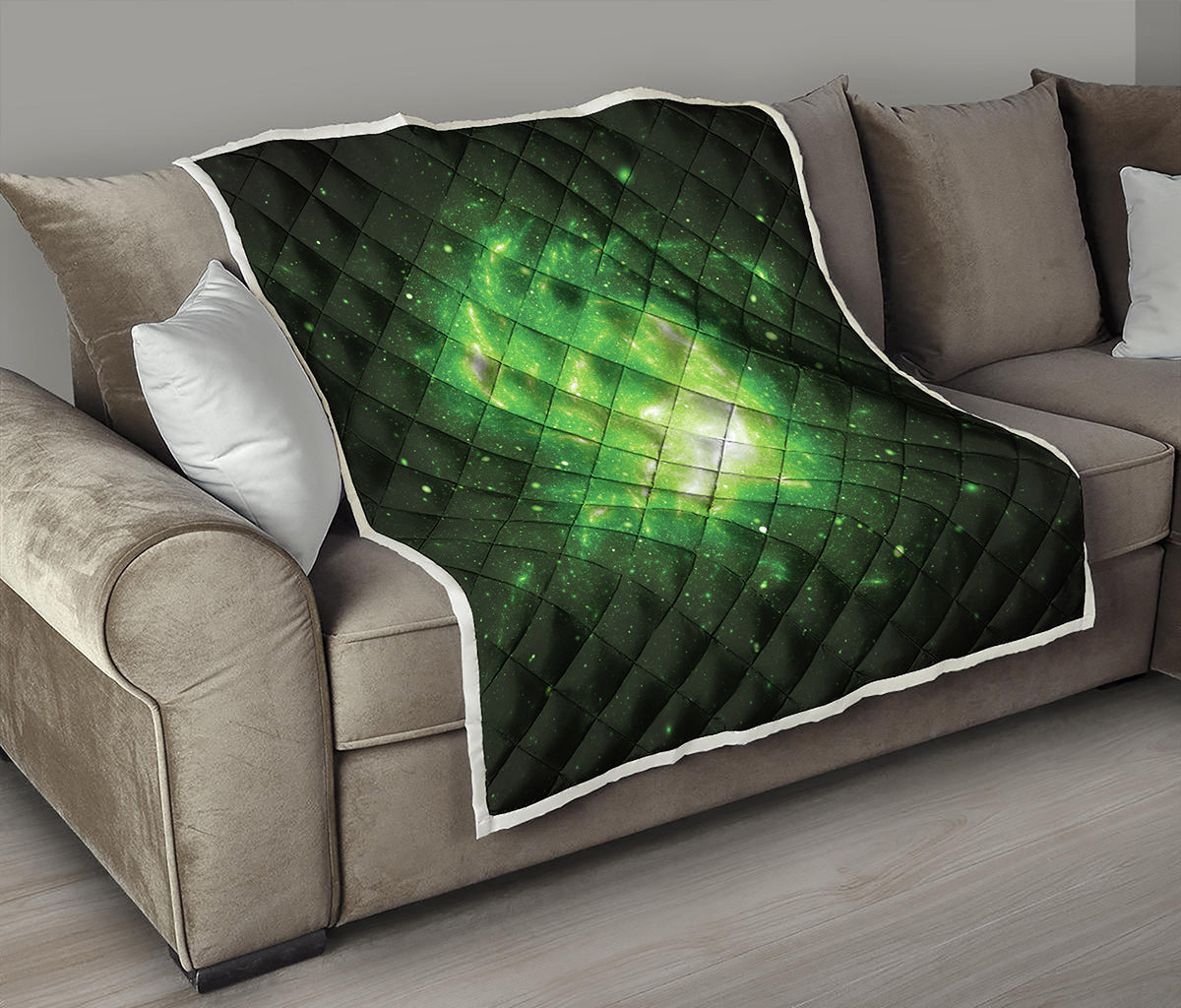 Green Sparkle Galaxy Print Quilt