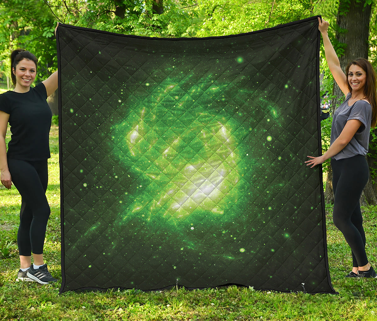 Green Sparkle Galaxy Print Quilt