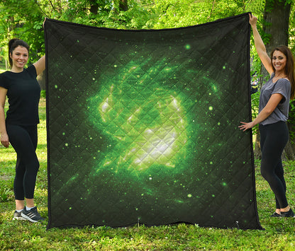 Green Sparkle Galaxy Print Quilt