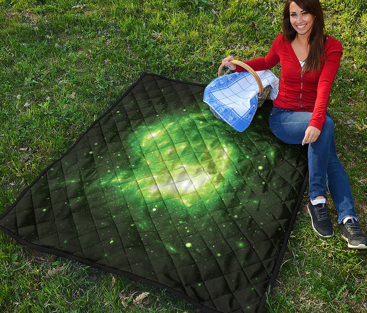 Green Sparkle Galaxy Print Quilt