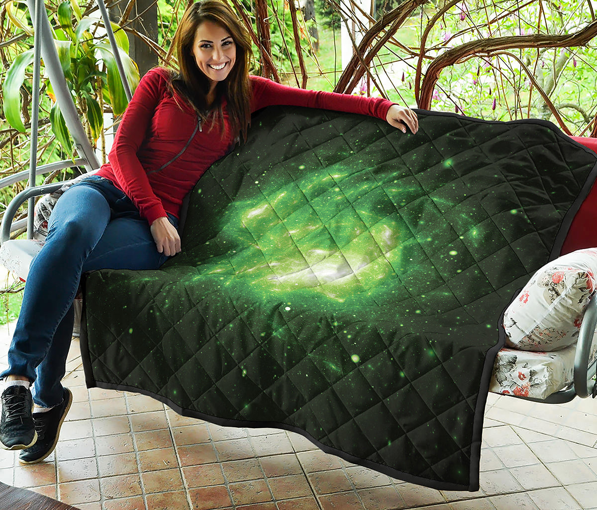 Green Sparkle Galaxy Print Quilt