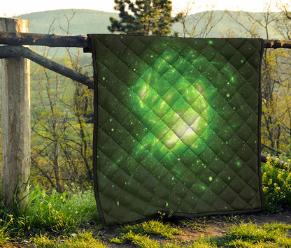 Green Sparkle Galaxy Print Quilt