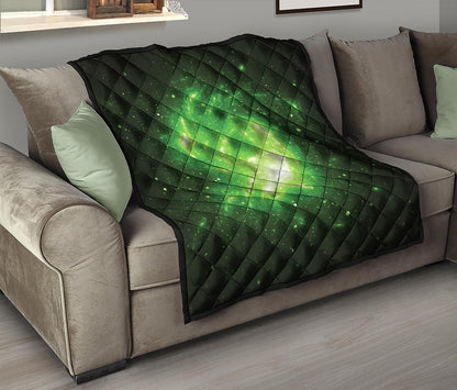 Green Sparkle Galaxy Print Quilt