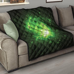 Green Sparkle Galaxy Print Quilt