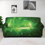 Green Sparkle Galaxy Print Sofa Cover