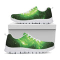 Green Sparkle Galaxy Print White Running Shoes