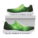Green Sparkle Galaxy Print White Sneakers