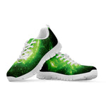 Green Sparkle Galaxy Print White Sneakers