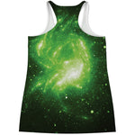 Green Sparkle Galaxy Print Women's Racerback Tank Top