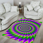 Green Spiral Moving Optical Illusion Area Rug GearFrost