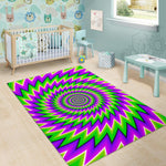 Green Spiral Moving Optical Illusion Area Rug GearFrost