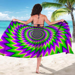 Green Spiral Moving Optical Illusion Beach Sarong Wrap