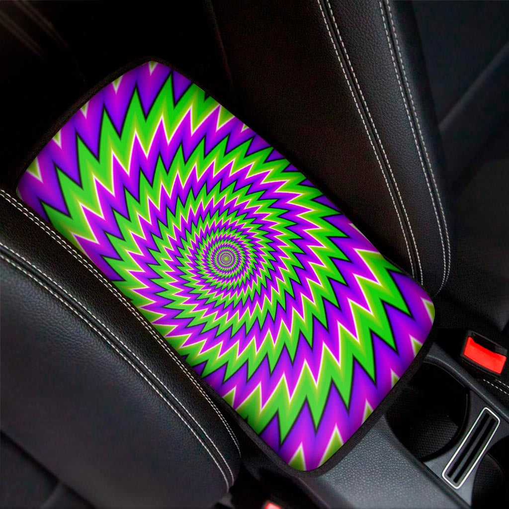 Green Spiral Moving Optical Illusion Car Center Console Cover