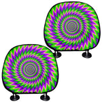 Green Spiral Moving Optical Illusion Car Headrest Covers