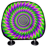 Green Spiral Moving Optical Illusion Car Headrest Covers