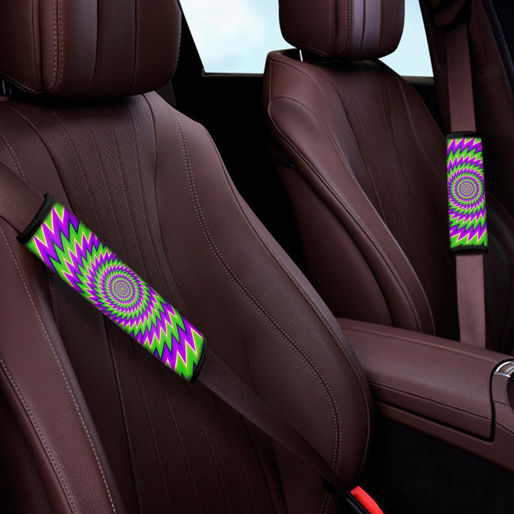 Green Spiral Moving Optical Illusion Car Seat Belt Covers