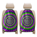 Green Spiral Moving Optical Illusion Car Seat Organizers