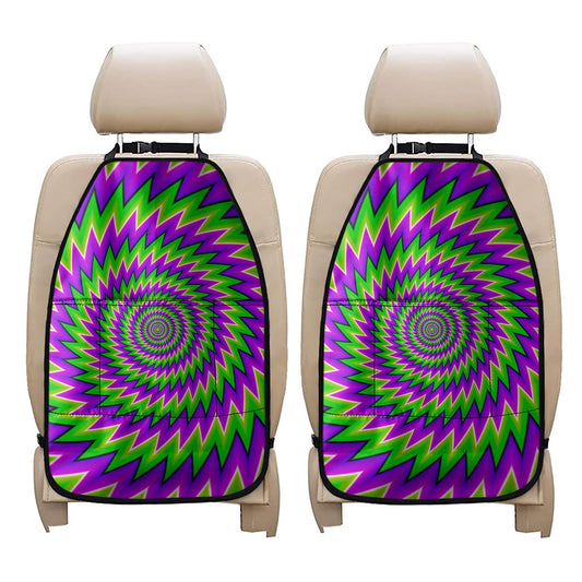 Green Spiral Moving Optical Illusion Car Seat Organizers