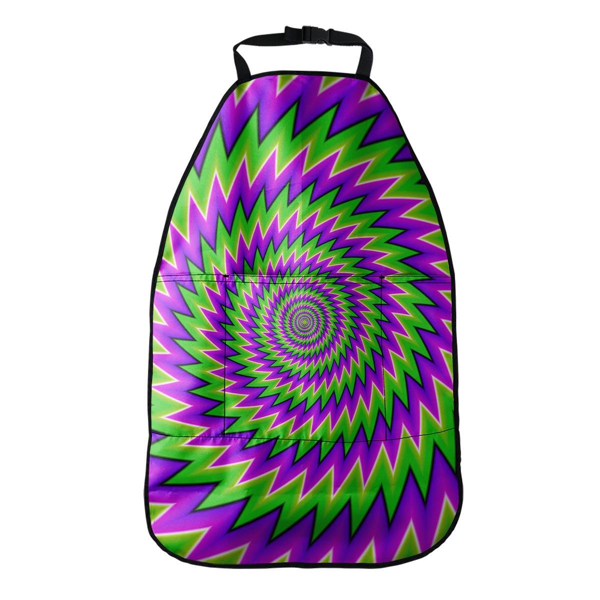 Green Spiral Moving Optical Illusion Car Seat Organizers