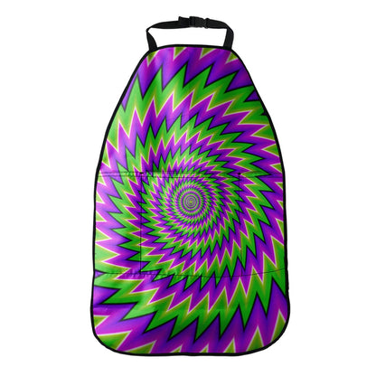Green Spiral Moving Optical Illusion Car Seat Organizers